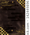 Gold leaf Japanese pattern and black background 142449896