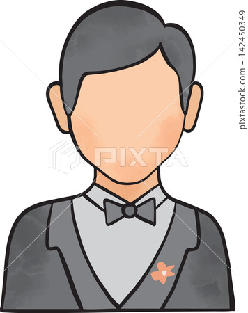 icon with a picture of a groom in color illustration 142450349