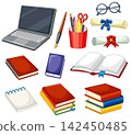 Educational and Office Stationery Vector Illustration Set on White Background 142450485