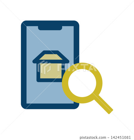 An icon depicting a property search using a smartphone. An icon depicting a property search using a smartphone. 142451081