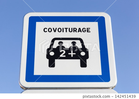 Carpool road sign in France Carpool road sign in France 142451439