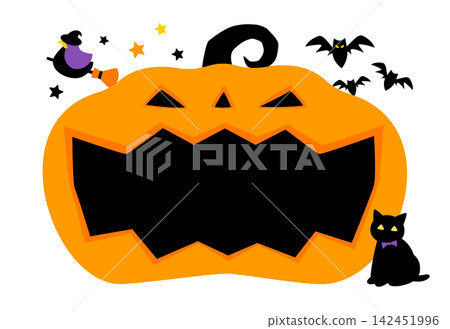 Halloween pumpkin frame with space for Halloween copy - Halloween title background Halloween pumpkin frame with space for Halloween copy - Halloween title background 142451996