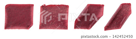 Set of Fruit Pastila unrolled tube, isolated on transparent background. Sweet natural snack made from dried fruit puree, healthy dessert concept Set of Fruit Pastila unrolled tube, isolated on transparent background. Sweet natural snack made from dried fruit puree, healthy dessert concept 142452450