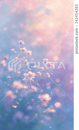 Soft watercolor nature backgrounds collection with flowers sky and dreamy scenic landscapes 142454263