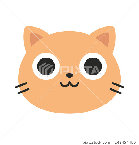 Cute cartoon cat face icon with simple neutral expression in warm orange color. Trendy modern vector illustration isolated on white background, hand drawn, flat design Cute cartoon cat face icon with simple neutral expression in warm orange color. Trendy modern vector illustration isolated on white background, hand drawn, flat design 142454499