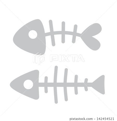 Fish skeleton icons. Vector illustration isolated on white background, hand drawn, flat design Fish skeleton icons. Vector illustration isolated on white background, hand drawn, flat design 142454521