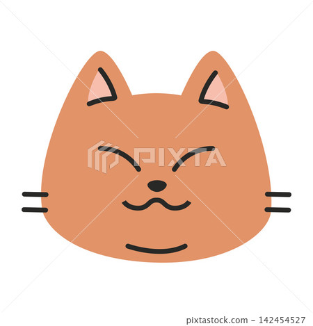 A kind and contented cat smiles. Trendy modern vector illustration isolated on white background, hand drawn, flat design A kind and contented cat smiles. Trendy modern vector illustration isolated on white background, hand drawn, flat design 142454527