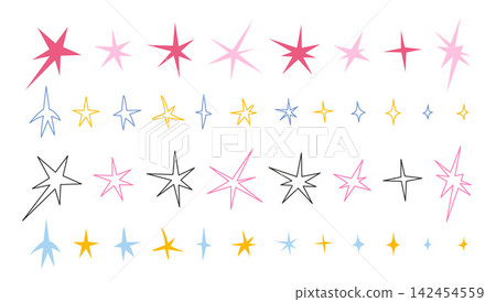 Scribble star shapes collection in hand drawn messy style. Playful sketchy sparkle icons set for decorative and creative design. Trendy vector illustration Scribble star shapes collection in hand drawn messy style. Playful sketchy sparkle icons set for decorative and creative design. Trendy vector illustration 142454559