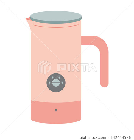 Electric milk frother for making foam, cappuccino and cocoa. Kitchen appliance for hot milk drinks in flat style. Trendy modern vector illustration isolated on white, hand drawn, flat design Electric milk frother for making foam, cappuccino and cocoa. Kitchen appliance for hot milk drinks in flat style. Trendy modern vector illustration isolated on white, hand drawn, flat design 142454586