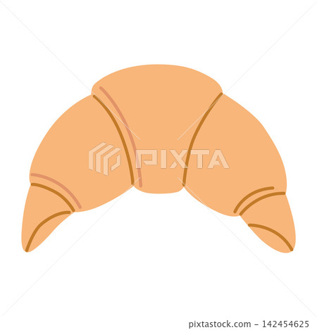 Classic croissant pastry, fresh baked buttery bread icon for breakfast and cafe menu. Trendy modern vector illustration isolated on white background, hand drawn, flat design Classic croissant pastry, fresh baked buttery bread icon for breakfast and cafe menu. Trendy modern vector illustration isolated on white background, hand drawn, flat design 142454625