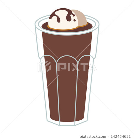 Affogato coffee dessert with ice cream scoop in glass, classic Italian glasse coffee drink illustration for cafe menu. Trendy modern vector art isolated on white background, hand drawn, flat design Affogato coffee dessert with ice cream scoop in glass, classic Italian glasse coffee drink illustration for cafe menu. Trendy modern vector art isolated on white background, hand drawn, flat design 142454631