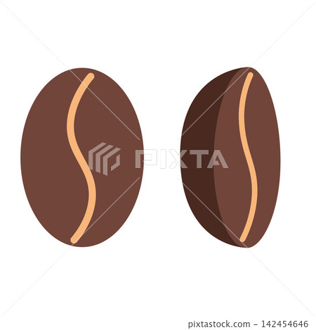 Roasted coffee beans, aromatic ingredient illustration for coffee making and cafe concept. Trendy modern vector art isolated on white background, hand drawn, flat design Roasted coffee beans, aromatic ingredient illustration for coffee making and cafe concept. Trendy modern vector art isolated on white background, hand drawn, flat design 142454646