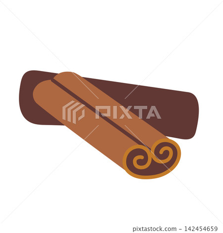 Cinnamon sticks, aromatic spice art for coffee, dessert and baking ingredient concept. Vector illustration isolated on white background, hand drawn, flat design Cinnamon sticks, aromatic spice art for coffee, dessert and baking ingredient concept. Vector illustration isolated on white background, hand drawn, flat design 142454659