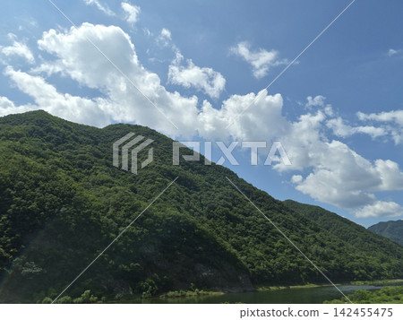 River and mountain scenery in Yeongwol, Gangwon-do. River and mountain scenery in Yeongwol, Gangwon-do. 142455475