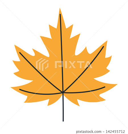 Yellow Maple leaf isolated on white background. Flat vector illustrations Yellow Maple leaf isolated on white background. Flat vector illustrations 142455712