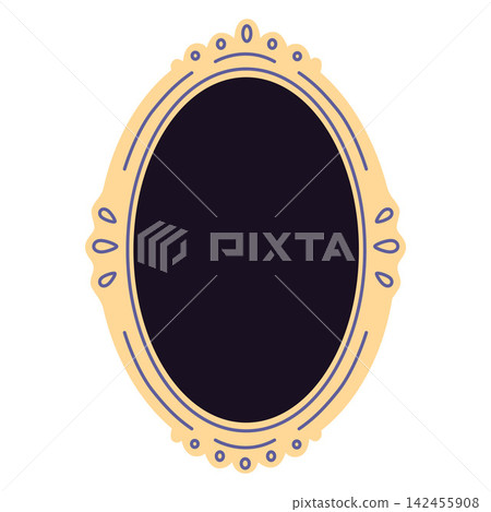 Elegant oval picture frame with an ornate decorative border. Flat vector illustration isolated on white background Elegant oval picture frame with an ornate decorative border. Flat vector illustration isolated on white background 142455908