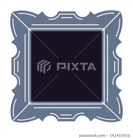 Ornate square picture frame with a vintage decorative border. Flat vector illustration isolated on white background Ornate square picture frame with a vintage decorative border. Flat vector illustration isolated on white background 142455910