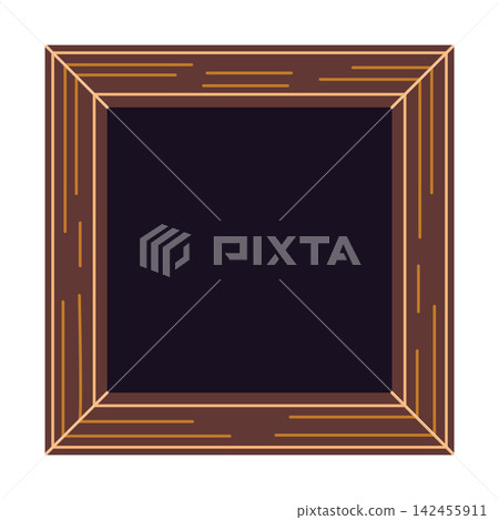 Classic wooden square picture frame. Flat vector illustration isolated on white background Classic wooden square picture frame. Flat vector illustration isolated on white background 142455911