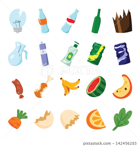 Collection of Organic Food Scraps and Recyclable Materials for Waste Sorting Collection of Organic Food Scraps and Recyclable Materials for Waste Sorting 142456283