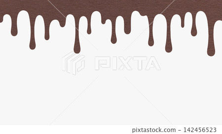 Dark brown paint drip from paper isolated on white background with copy space. Abstract chocolate flowing liquid splash template Dark brown paint drip from paper isolated on white background with copy space. Abstract chocolate flowing liquid splash template 142456523