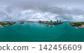 Landscape aerial Miami marina cityscape. Luxury panoramic view Florida. Miami south beach aerial panorama. Panoramic landscape of Miami south beach, Florida. Aerial panorama view on marina 142456609