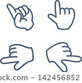 Hand-drawn pointing hand icon set (navy) 142456852