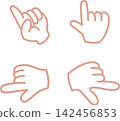 Hand-drawn pointing hand icon set (orange) 142456853