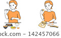 A set of vector illustrations depicting women's health issues related to diet, such as premenstrual syndrome. 142457066
