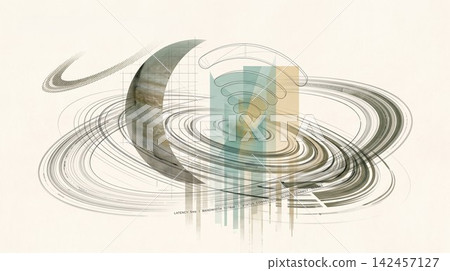 Abstract digital connectivity concept with composition blending planetary Abstract digital connectivity concept with composition blending planetary 142457127