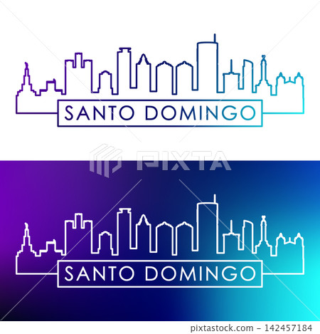 Santo Domingo skyline. Colorful linear style. Santo Domingo skyline. Colorful linear style. 142457184