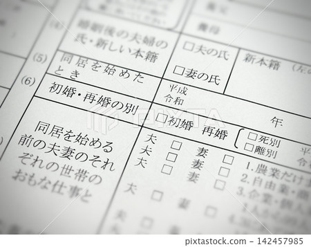 The "First marriage or remarriage" section on the marriage registration form. The "First marriage or remarriage" section on the marriage registration form. 142457985