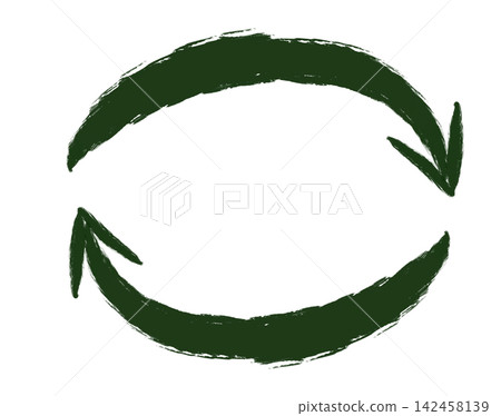 Hand-drawn green brushstroke design with a botanical feel, featuring a two-way circular arrow (PNG transparent background, background removed). Hand-drawn green brushstroke design with a botanical feel, featuring a two-way circular arrow (PNG transparent background, background removed). 142458139