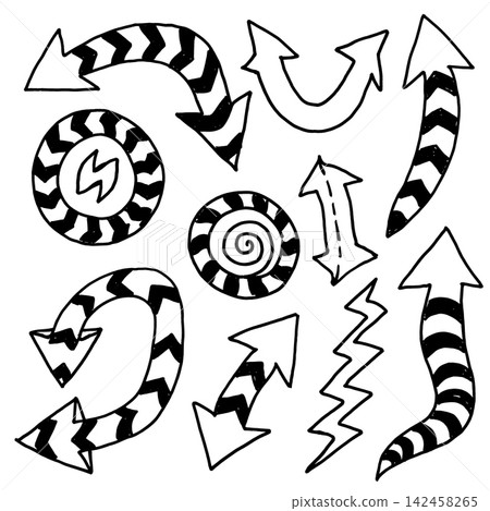 Arrow doodle set illustration art creative symbol graphic Arrow doodle set illustration art creative symbol graphic 142458265