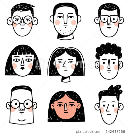 Avatar portrait face man icon artwork show neutral expression Avatar portrait face man icon artwork show neutral expression 142458266