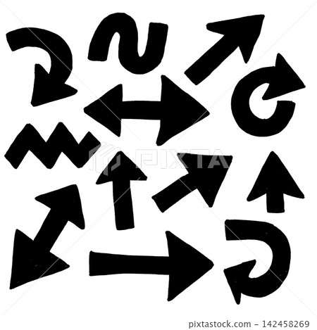 Black hand drawn arrow icon set art illustration, cheerful concept design Black hand drawn arrow icon set art illustration, cheerful concept design 142458269