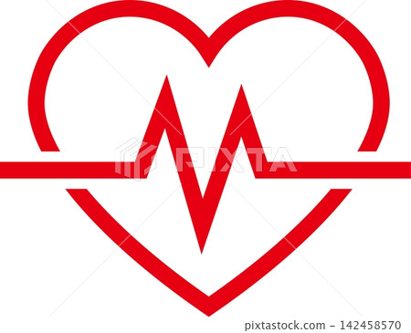 Heart and ECG red icon Heart and ECG red icon 142458570