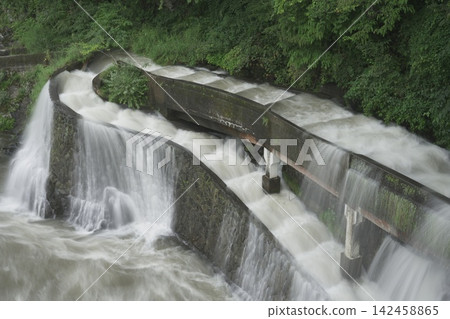 Drone aerial photography of the scenery from Kinbara Dam in Motosu City, Gifu Prefecture. Drone aerial photography of the scenery from Kinbara Dam in Motosu City, Gifu Prefecture. 142458865