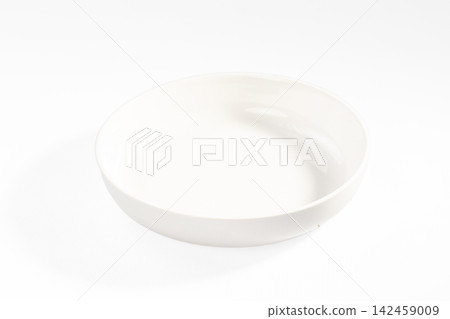 White ceramic bowl on clean white background with soft shadow and glossy finish White ceramic bowl on clean white background with soft shadow and glossy finish 142459009