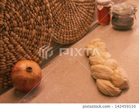 Celebration of Rosh Hashanah with traditional foods Celebration of Rosh Hashanah with traditional foods 142459110