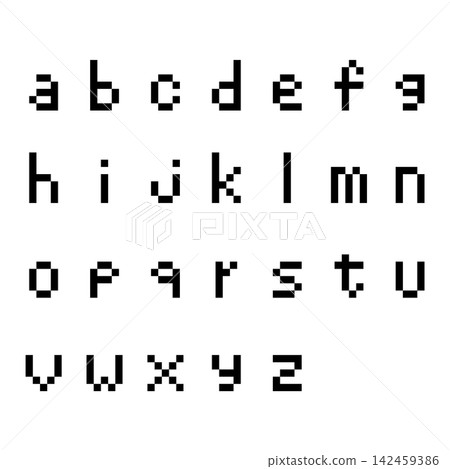 Small lowercase English alphabet letters represented as outlines 142459386