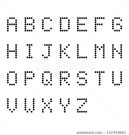 Simple English alphabet letters represented by round dots Simple English alphabet letters represented by round dots 142459681