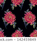 Seamless pattern with chrysanthemums. Vector. 142459849