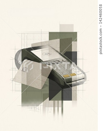 Abstract technical illustration with presents stylized technical Abstract technical illustration with presents stylized technical 142460058