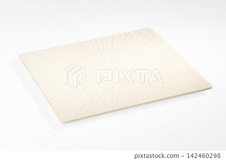 Cream ceramic plate with sunburst texture on white background Cream ceramic plate with sunburst texture on white background 142460298