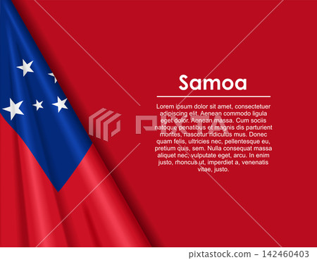 Samoan waving national flag background and placeholder text. Vector illustration. Samoan waving national flag background and placeholder text. Vector illustration. 142460403