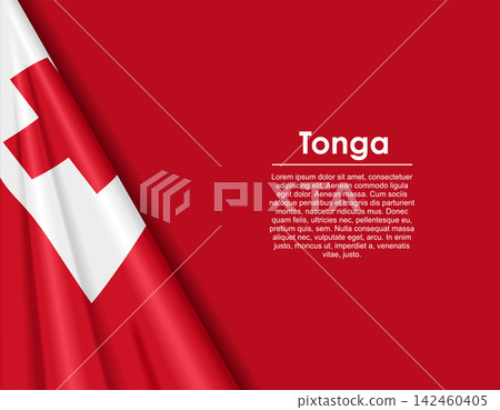 Tongan waving national flag background and placeholder text. Vector illustration. Tongan waving national flag background and placeholder text. Vector illustration. 142460405