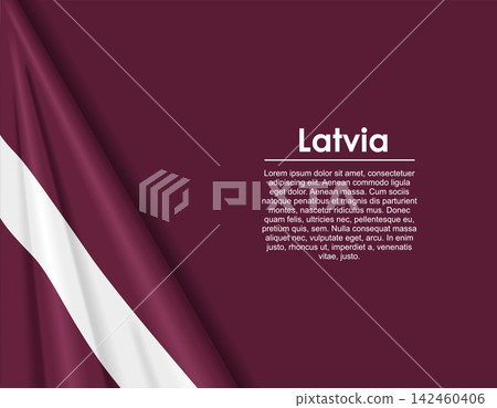 Latvian waving national flag background and placeholder text. Vector illustration. Latvian waving national flag background and placeholder text. Vector illustration. 142460406
