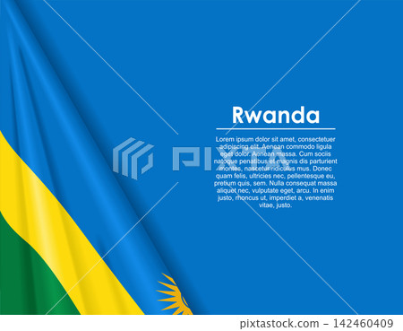 Rwandan waving national flag background and placeholder text. Vector illustration. Rwandan waving national flag background and placeholder text. Vector illustration. 142460409