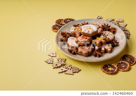 Sweet, colorful, homemade Christmas gingerbread cookies. Christmas gingerbread cookies Sweet, colorful, homemade Christmas gingerbread cookies. Christmas gingerbread cookies 142460460