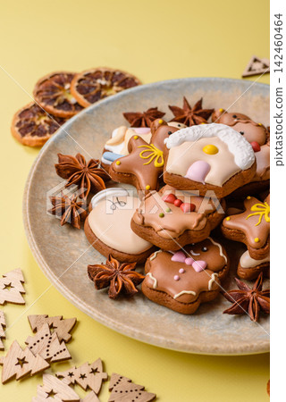 Sweet, colorful, homemade Christmas gingerbread cookies. Christmas gingerbread cookies Sweet, colorful, homemade Christmas gingerbread cookies. Christmas gingerbread cookies 142460464